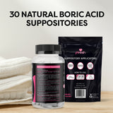 Boric Acid Vaginal Suppositories 600mg (30 Count Veggie Capsules) + 15 Vaginal Suppository Applicators